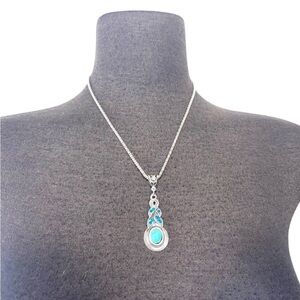 Silver and Turquoise Blue Stone Western Necklace